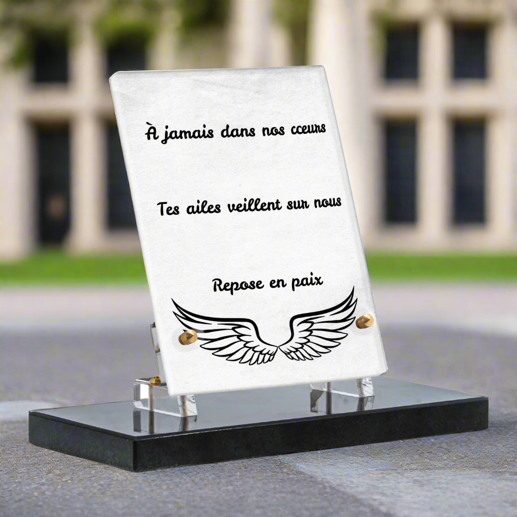 Plaque funéraire plexiglas Ailes d'Ange
