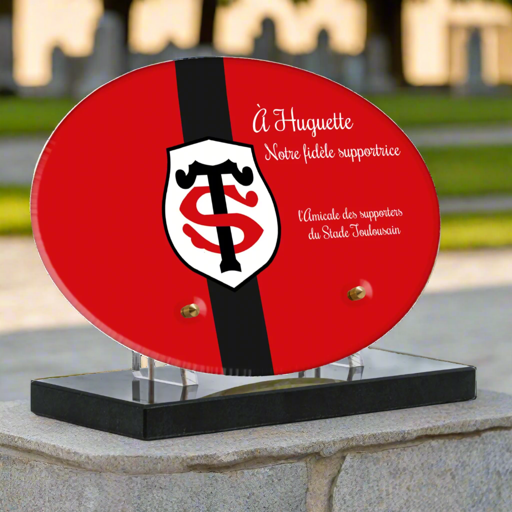 Plaque funéraire plexiglass Stade Toulousain