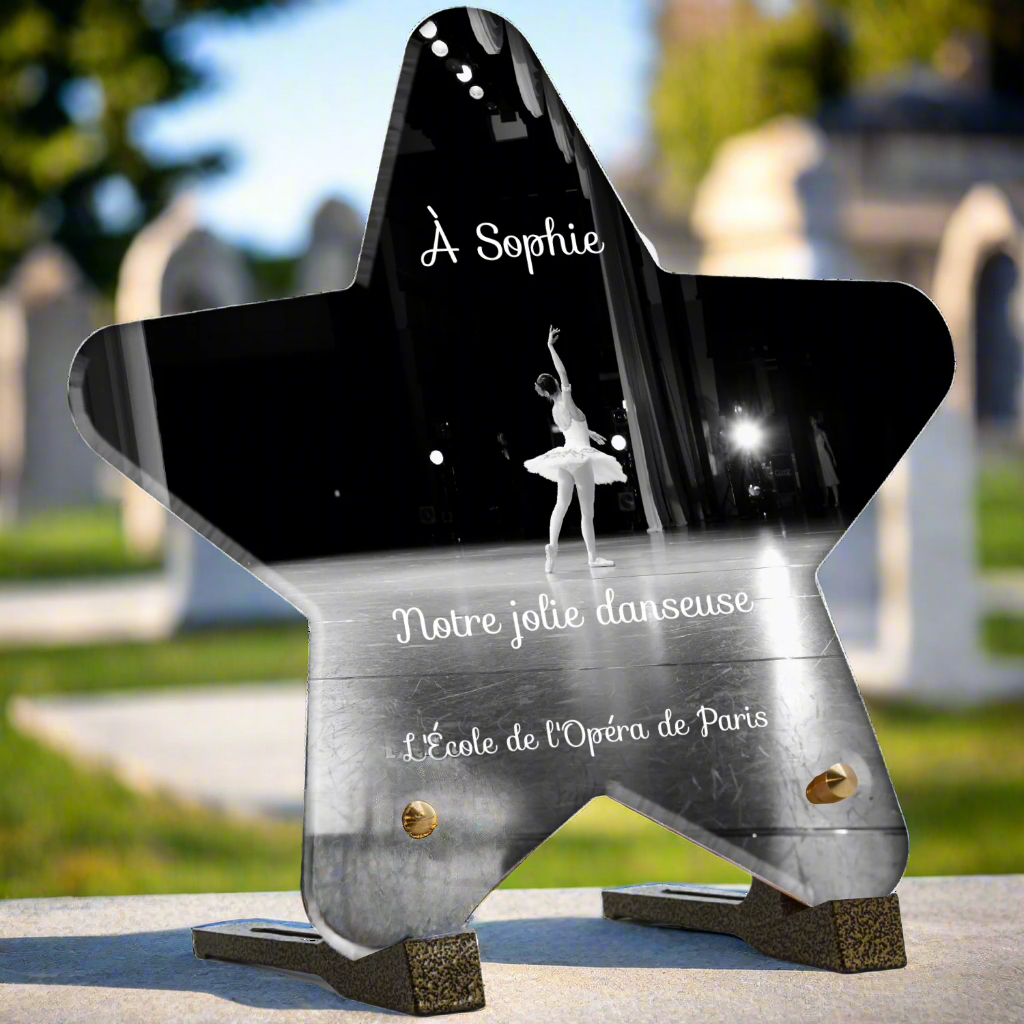 Plaque funéraire plexiglas ballerine sur scène