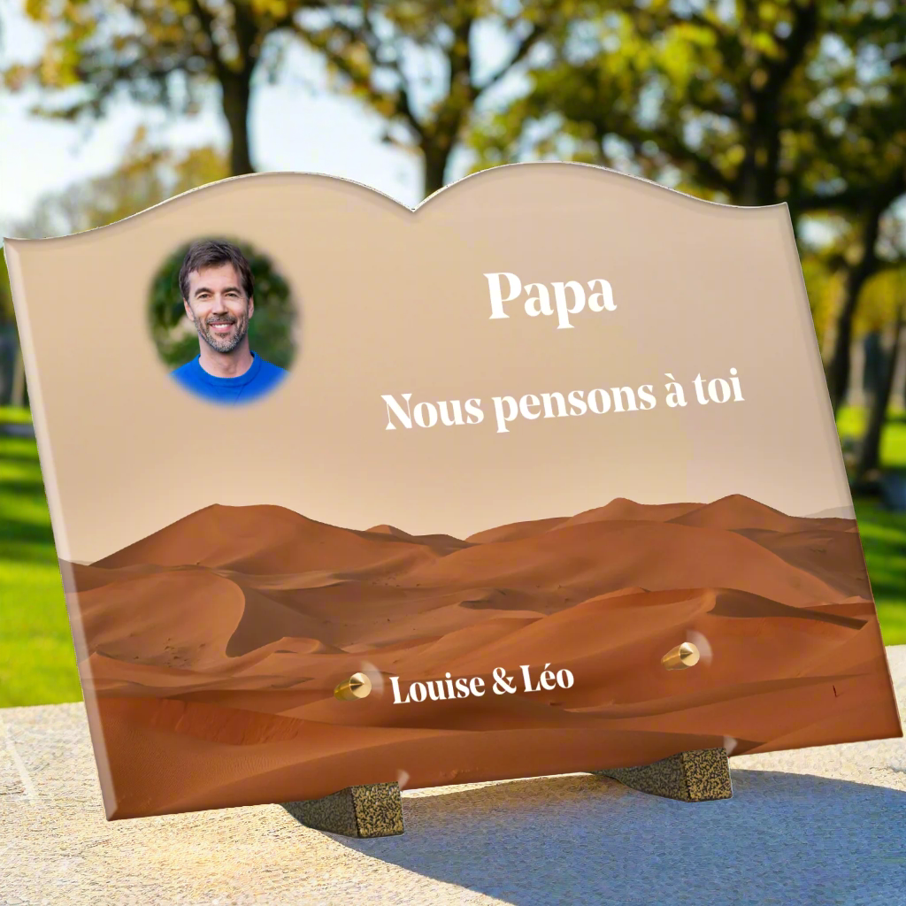 Plaque funéraire plexiglass désert 