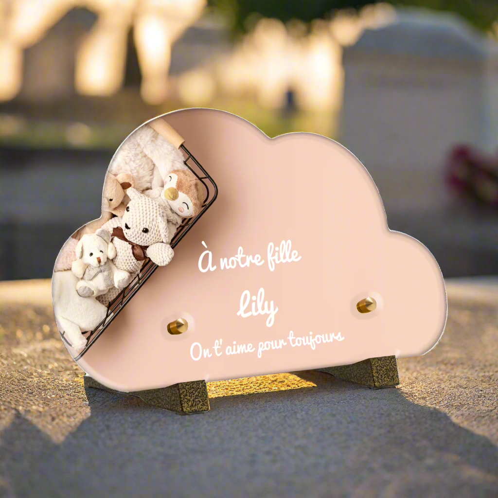 Plaque funéraire plexiglass doudou
