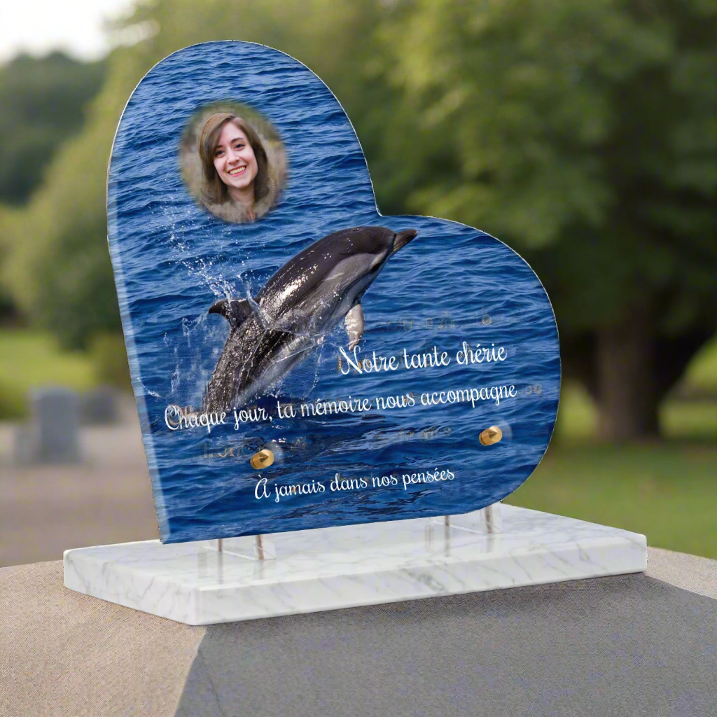 Plaque funéraire plexiglas Dauphin