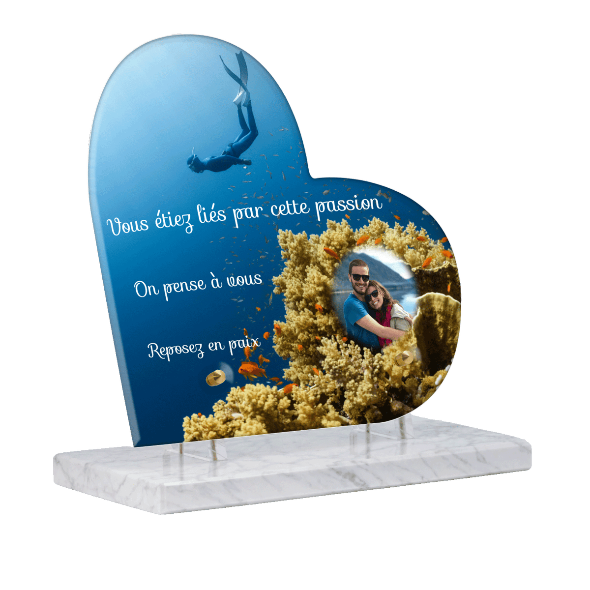 Plaque funéraire - Plongeur et récif