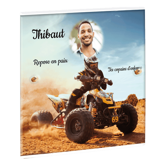 Plaque funéraire - Dérapage de quad