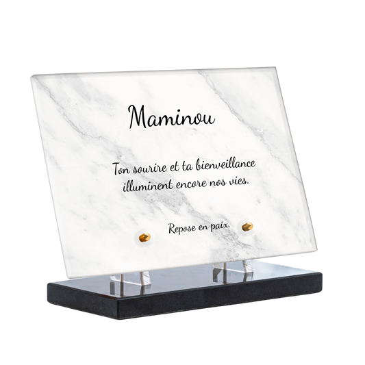 Plaque Funéraire - Marbre Blanc