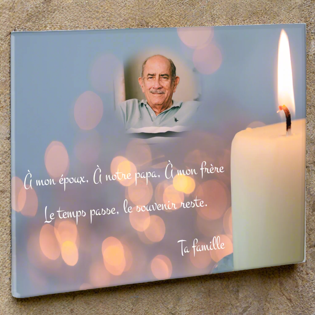 Plaque funéraire plexiglas bougie