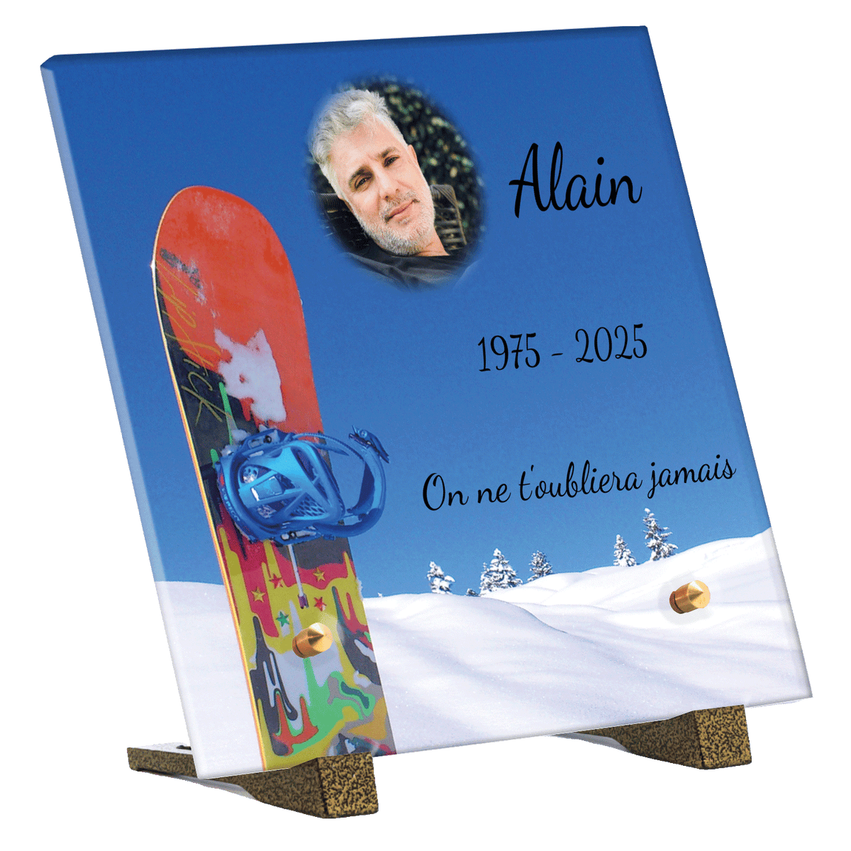 Plaque funéraire - Planche de snowboard