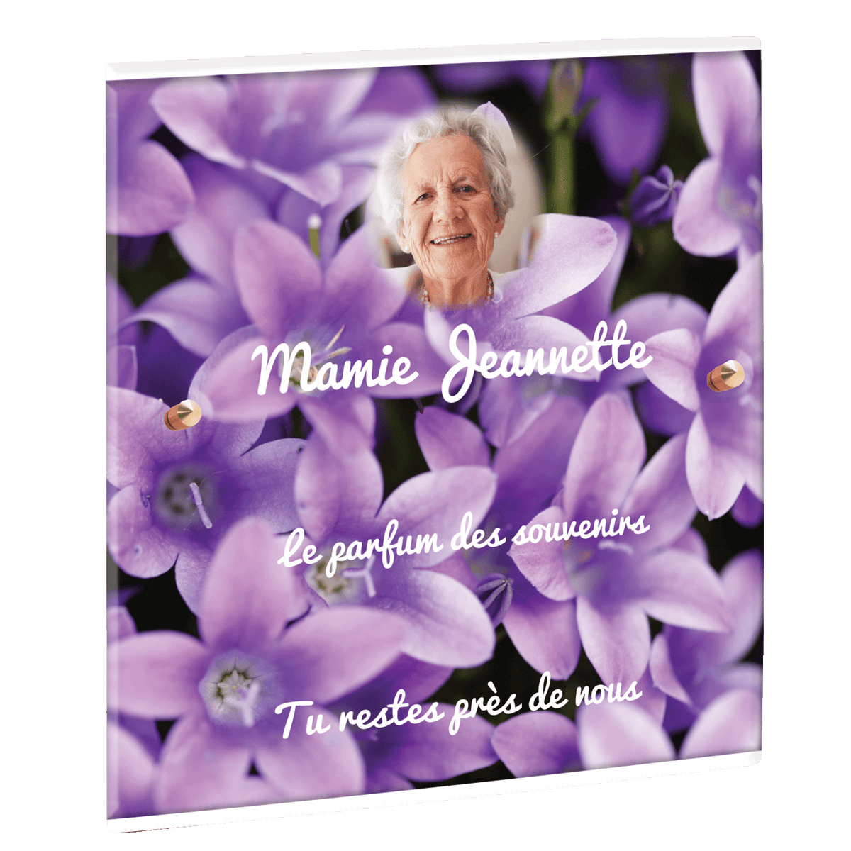 Plaque funéraire - Violettes
