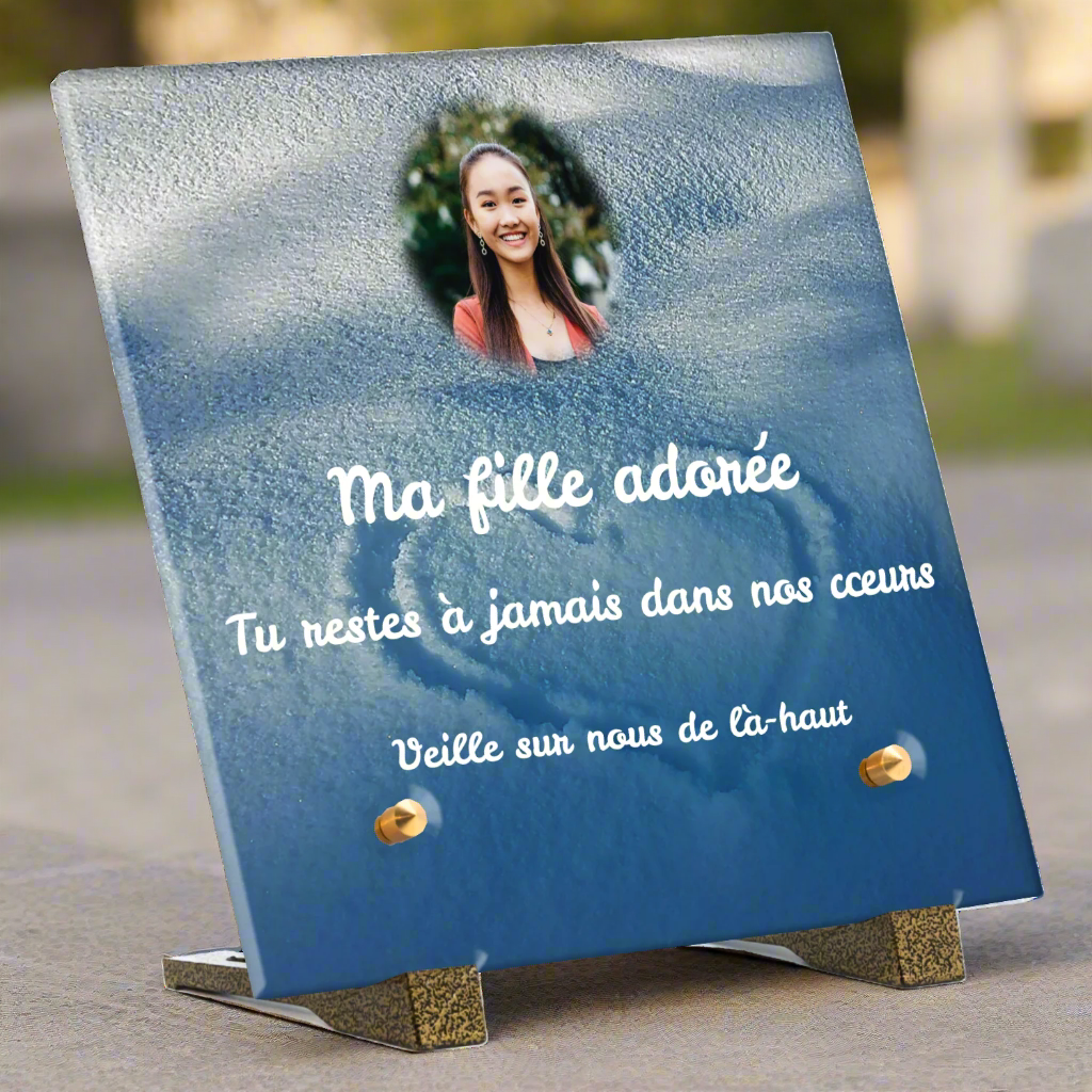 Plaque Funéraire - Coeur dans la neige